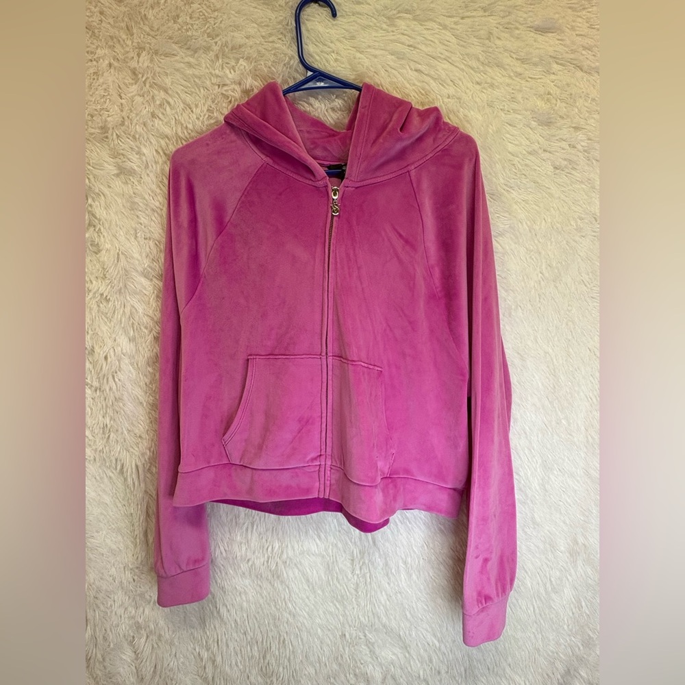 Victoria's Secret On Point Pink Soft Velour Velvet Zip-Up Hoodie | Size Large 💗✨ - Picture 4 of 17